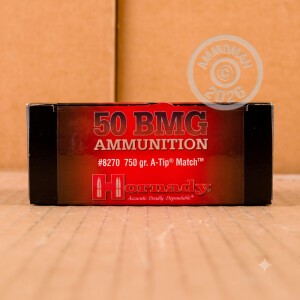 Photograph showing detail of 50 BMG HORNADY MATCH 750 GRAIN A-TIP MATCH (10 ROUNDS)