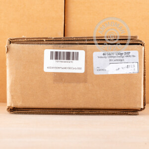 Photo detailing the 40 S&W CORBON 150 GRAIN JHP (20 ROUNDS) for sale at AmmoMan.com.