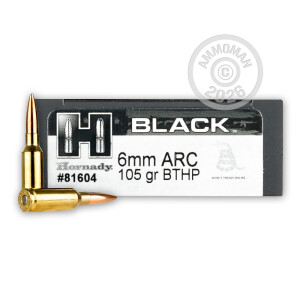 Photo of 6mm ARC Hollow-Point Boat Tail (HP-BT) ammo by Hornady for sale.