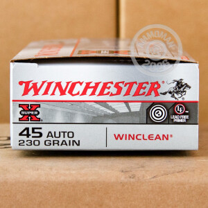 Image of .45 Automatic ammo by Winchester that's ideal for shooting indoors, Subsonic, training at the range.