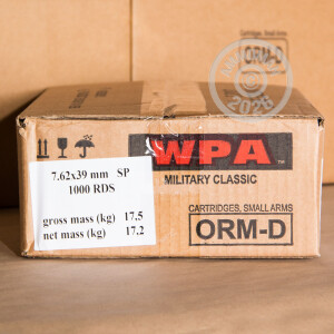 Photo detailing the 7.62X39 WOLF 124 GRAIN SP (1000 ROUNDS) for sale at AmmoMan.com.