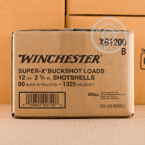 Image of 12 GAUGE WINCHESTER SUPER-X 2-3/4" 9 PELLETS 00 BUCK (250 ROUNDS)