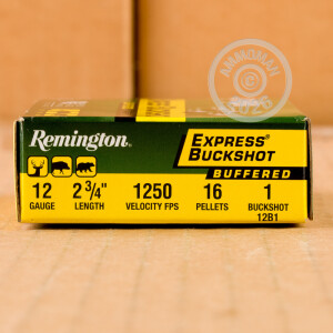Photograph showing detail of 12 GAUGE REMINGTON EXPRESS 2-3/4" #1 BUCK (5 SHELLS)