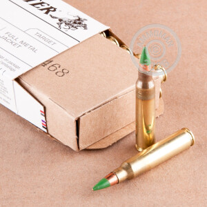 A photograph of 1000 rounds of 62 grain 5.56x45mm ammo with a Penetrator bullet for sale.