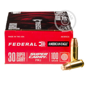 Image of 30 SUPER CARRY FEDERAL AMERICAN EAGLE 100 GRAIN FMJ (50 ROUNDS)