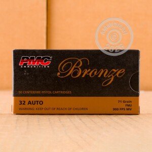 Photo detailing the 32 ACP PMC BRONZE 71 GRAIN FMJ (50 ROUNDS) for sale at AmmoMan.com.