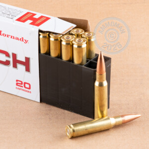 Image of 308 / 7.62x51 ammo by Hornady that's ideal for precision shooting.