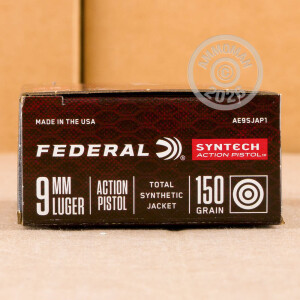 Image of Federal 9mm Luger pistol ammunition.