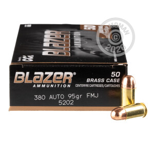Image of the 380 ACP BLAZER BRASS 95 GRAIN FMJ (50 ROUNDS) available at AmmoMan.com.