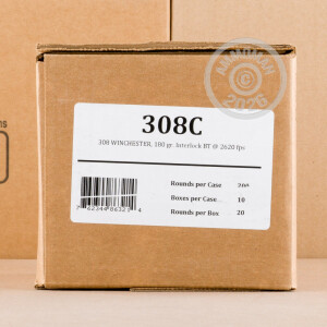 Photo detailing the .308 WINCHESTER FIOCCHI INTERLOCK 180 GRAIN PSP (200 ROUNDS) for sale at AmmoMan.com.