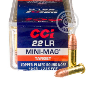 Photograph showing detail of 22 LR CCI MINI-MAG 40 GRAIN CPRN (100 ROUNDS)