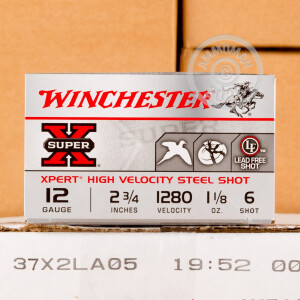 Photo detailing the 12 GAUGE WINCHESTER 2-3/4" #6 STEEL (25 ROUNDS) for sale at AmmoMan.com.