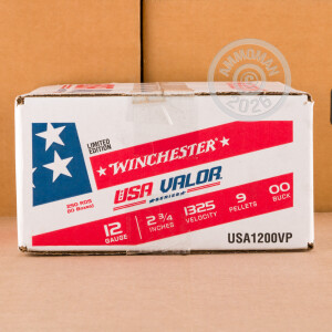 Photograph showing detail of 12 GAUGE WINCHESTER USA VALOR 2-3/4" 9 PELLETS 00 BUCK (250 ROUNDS)