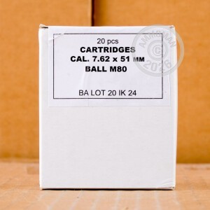 A photograph of 1000 rounds of 147 grain 308 / 7.62x51 ammo with a FMJ bullet for sale.