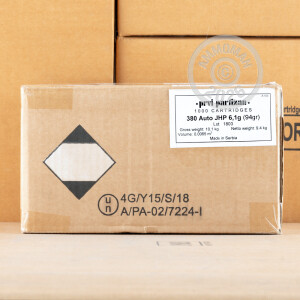 Image detailing the brass case and boxer primers on the Prvi Partizan ammunition.