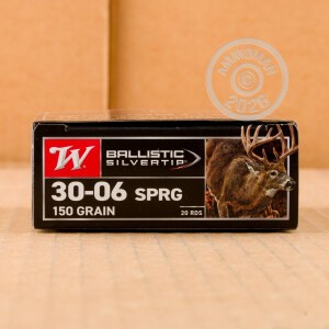 Image of the 30-06 SPRINGFIELD WINCHESTER BALLISTIC SILVERTIP 150 GRAIN POLYMER TIP (20 ROUNDS) available at AmmoMan.com.