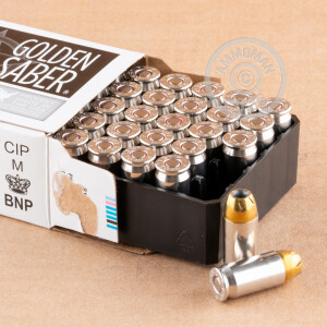 Photograph showing detail of 45 ACP +P REMINGTON GOLDEN SABER 185 GRAIN BJHP (500 ROUNDS)