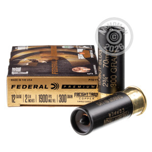 Image of the 12 GAUGE FEDERAL FREIGHT TRAIN COPPER 2-3/4" 300 GRAIN SABOT SLUG (50 ROUNDS) available at AmmoMan.com.