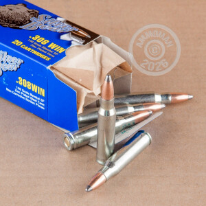 Image detailing the zinc plated steel case on the Silver Bear ammunition.