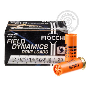 Photograph of Fiocchi 12 Gauge #8 shot for sale at AmmoMan.com