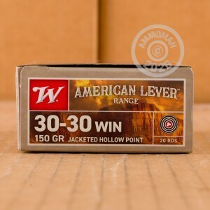 A photograph of 200 rounds of 150 grain 30-30 Winchester ammo with a JHP bullet for sale.
