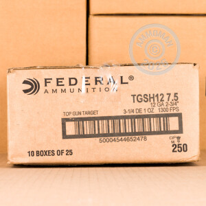 Photograph showing detail of 12 GAUGE FEDERAL TOP GUN SPORTING 2-3/4" 1 OZ. #7.5 SHOT (250 ROUNDS)