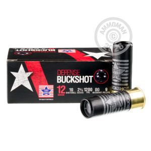 Photograph showing detail of 12 GAUGE STARS AND STRIPES 2-3/4" 9 PELLET 00 BUCKSHOT (250 ROUNDS)