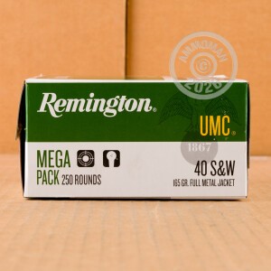 Image of .40 S/W REMINGTON UMC MC=METAL CASE 165 GRAIN FMJ #L40SW4A (250 ROUNDS)