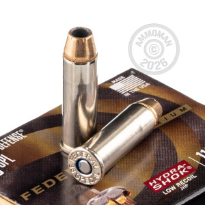 Photo detailing the 38 SPECIAL FEDERAL HYDRA-SHOK LOW RECOIL 110 GRAIN JHP (200 ROUNDS) for sale at AmmoMan.com.
