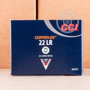Photograph of .22 Long Rifle ammo with Hollow-Point (HP) ideal for hunting varmint sized game, training at the range.