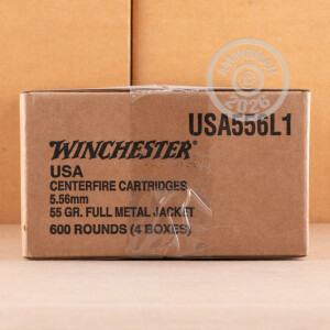 Image of Winchester 5.56x45mm bulk rifle ammunition.