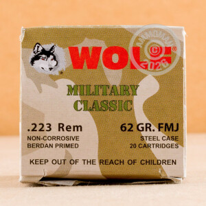 Image of 223 Remington ammo by Wolf that's ideal for training at the range.