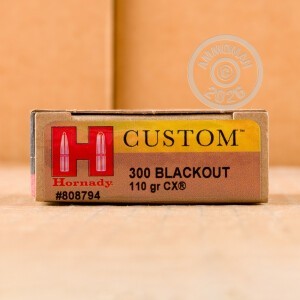 A photograph of 20 rounds of 110 grain 300 AAC Blackout ammo with a CX bullet for sale.