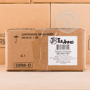A photo of a box of Tula Cartridge Works ammo in 223 Remington.
