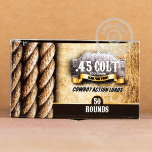 A photo of a box of American Cowboy ammo in .45 COLT.