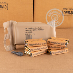 A photograph of 120 rounds of 62 grain 5.56x45mm ammo with a Penetrator bullet for sale.