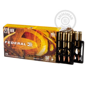 Photo detailing the 270 WINCHESTER FEDERAL FUSION 150 GRAIN SP (20 ROUNDS) for sale at AmmoMan.com.