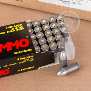 A photo of a box of Tula Cartridge Works ammo in 9mm Luger.