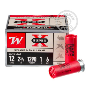 Image of the 12 GAUGE WINCHESTER SUPER-X 2-3/4" 1 OZ. #6 SHOT (25 ROUNDS) available at AmmoMan.com.