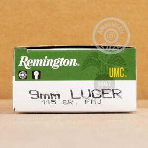 Photograph showing detail of 9MM LUGER REMINGTON UMC 115 GRAIN MC (500 ROUNDS)