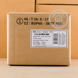 Photo detailing the 12 GAUGE SELLIER & BELLOT 2-3/4" #4 BUCK (250 SHELLS) for sale at AmmoMan.com.
