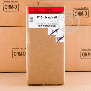 Photograph showing detail of 223 REMINGTON BLACK HILLS 77 GRAIN HP (1000 ROUNDS)