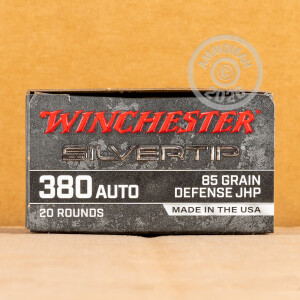 Photo detailing the 380 ACP WINCHESTER SILVERTIP 85 GRAIN JHP (200 ROUNDS) for sale at AmmoMan.com.