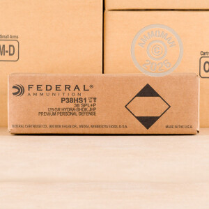 Photo detailing the 38 SPECIAL +P FEDERAL HYDRA-SHOK 129 GRAIN JHP (20 ROUNDS) for sale at AmmoMan.com.
