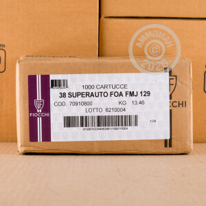 Photo detailing the 38 SUPER FIOCCHI SHOOTING DYNAMICS 129 GRAIN FMJ (50 ROUNDS) for sale at AmmoMan.com.