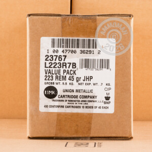 Image of Remington 223 Remington rifle ammunition.