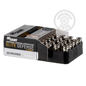 A photograph detailing the .40 Smith & Wesson ammo with JHP bullets made by SIG.
