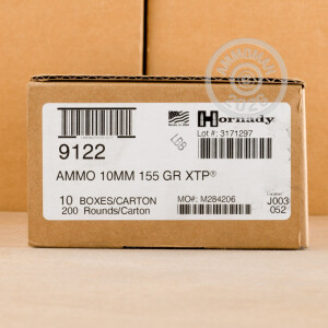 Photograph showing detail of 10MM AUTO HORNADY XTP 155 GRAIN JHP (20 ROUNDS)
