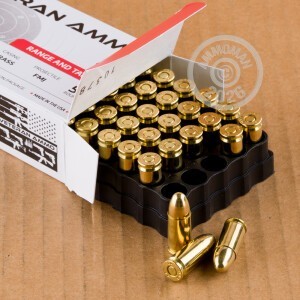 A photograph of 1000 rounds of 115 grain 9mm Luger ammo with a FMJ bullet for sale.