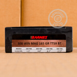 Image of Barnes 300 Winchester Magnum rifle ammunition.